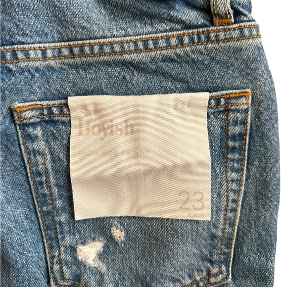 Boyish Billy High Rise Skinny Jeans Size 23 Rigid Button fly Medium Wash Raw Hem - Picture 6 of 13